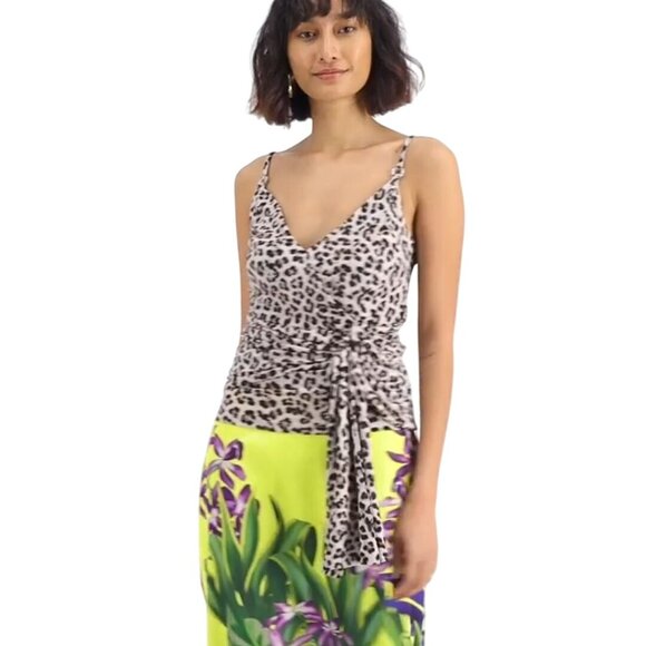 Inc International Concept NWT Printed Drape Tie Front Tank Top Size L - Picture 5 of 10